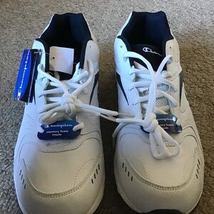 Men’s sneakers, size 15, white with black trim, Champion sport comfort